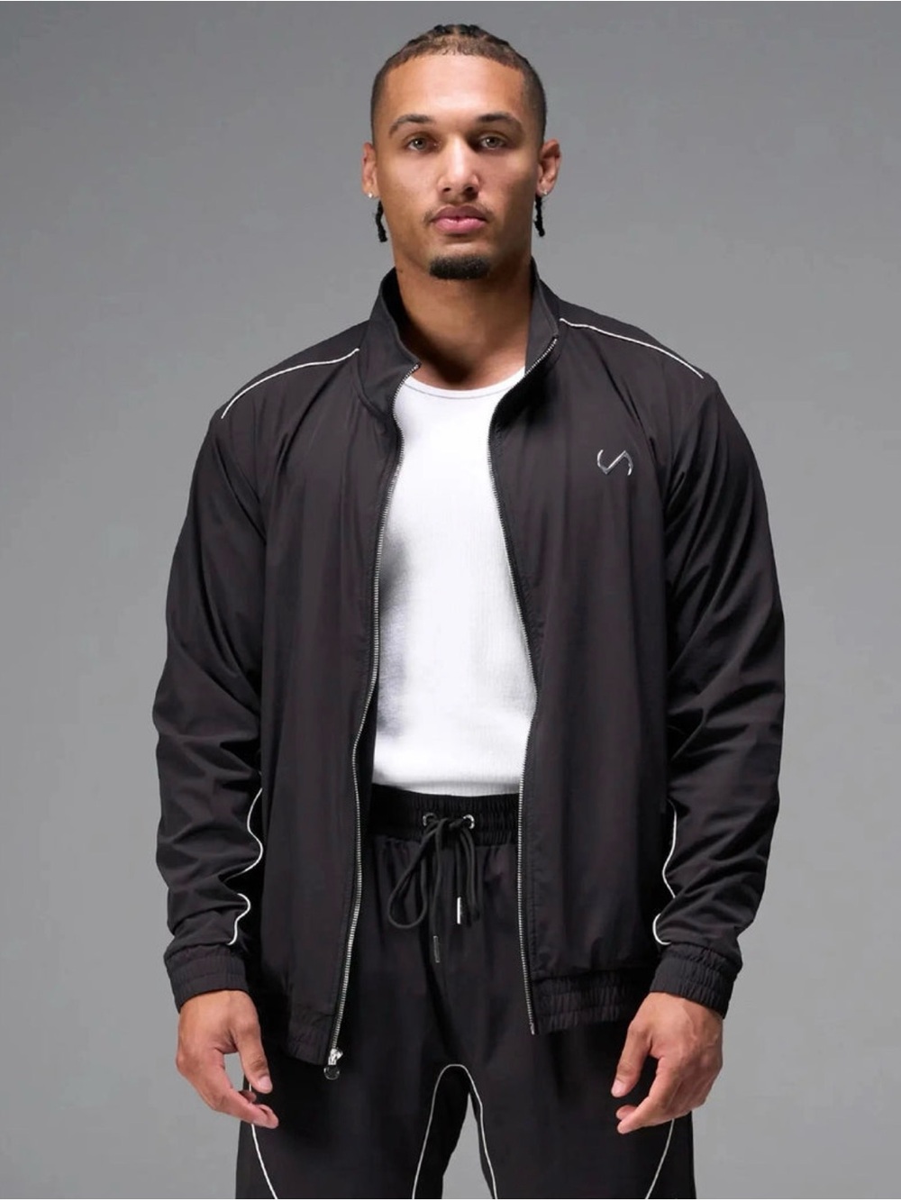 Men's Black Track Jacket - Performance Lightweight